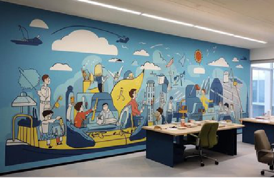 周至办公室墙绘的特点。